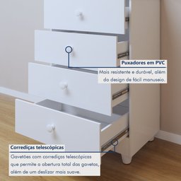Quarto de Bebê Completo 100% MDF com Cômoda Berço e Guarda Roupa 1 MDF Nina - 14