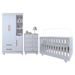 Quarto de Bebê Completo 100% MDF com Cômoda Berço e Guarda Roupa 1 MDF Nina - 20