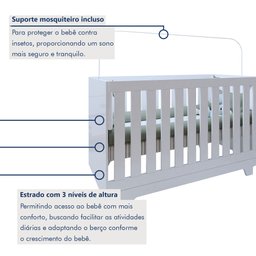 Quarto de Bebê Completo 100% MDF com Cômoda Berço e Guarda Roupa 1 MDF Nina - 5