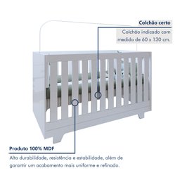 Quarto de Bebê Completo 100% MDF com Cômoda Berço e Guarda Roupa 1 MDF Nina - 3