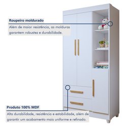 Quarto de Bebê Completo 100% MDF com Cômoda Berço e Guarda Roupa 1 MDF Nina - 9