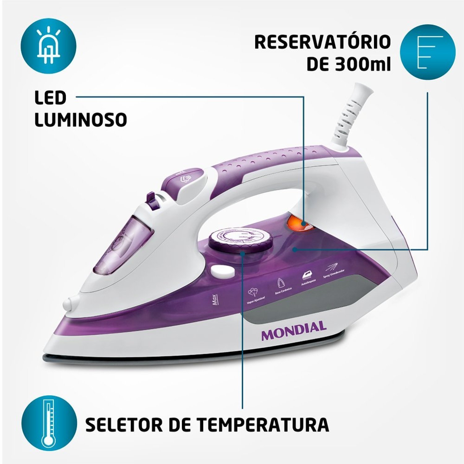 Ferro a Vapor Ceramic Express 1200 127v F-40 Mondial - 7