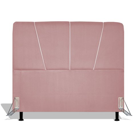 Cabeceira Estofada Topázio 160 cm Para Cama Box Quarto Queen Size Luxo MV Estofados Suede Rose