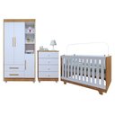 Ver imagem 3 de Quarto de Bebê Completo 100% MDF Cômoda Berço e Guarda Roupa Nina Branco/Amadeirado