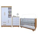 Ver imagem 3 de Quarto de Bebê Completo 100% MDF Cômoda Berço e Guarda Roupa Nina