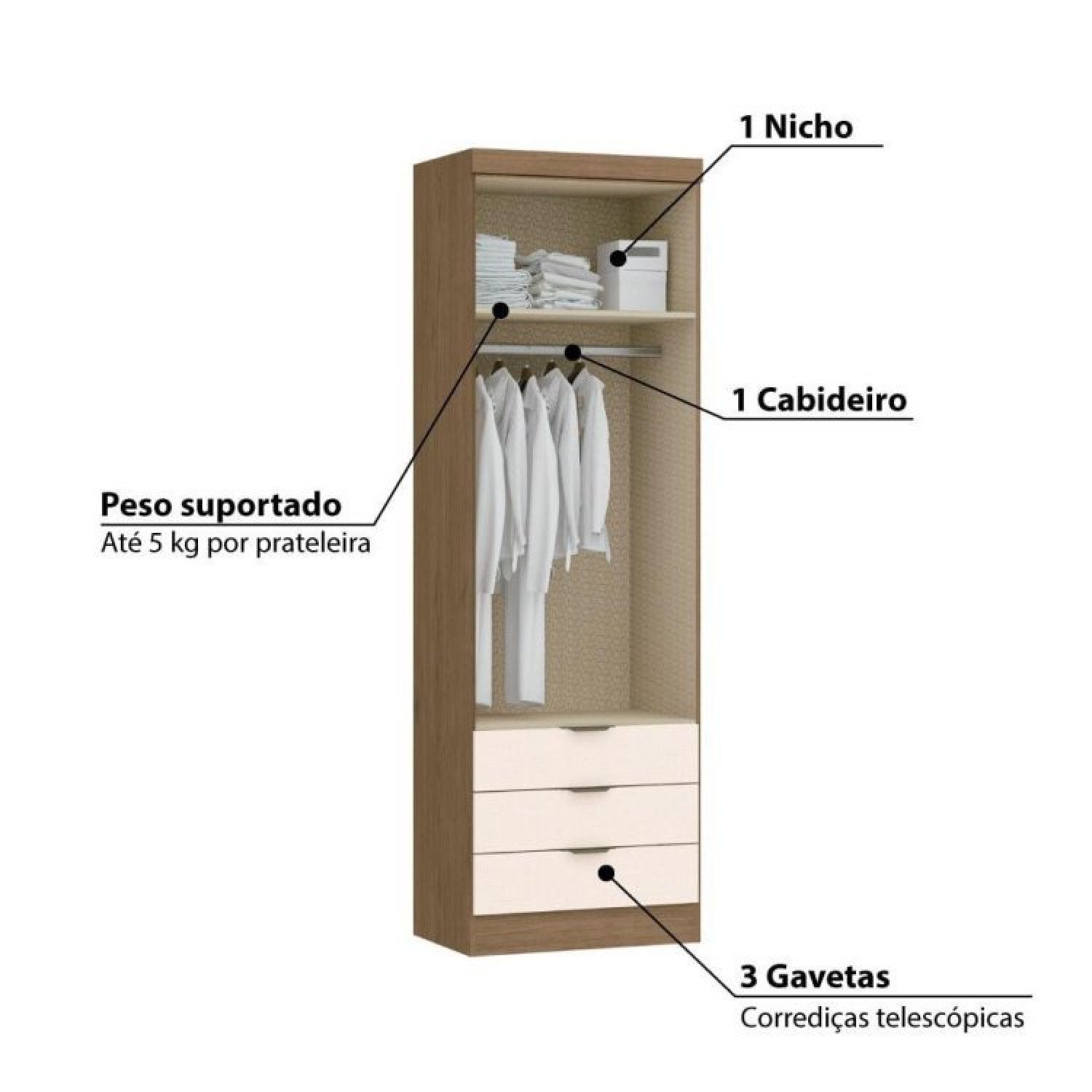Quarto Modulado Solteiro Infinity com 5 Portas Móveis Castro - 3