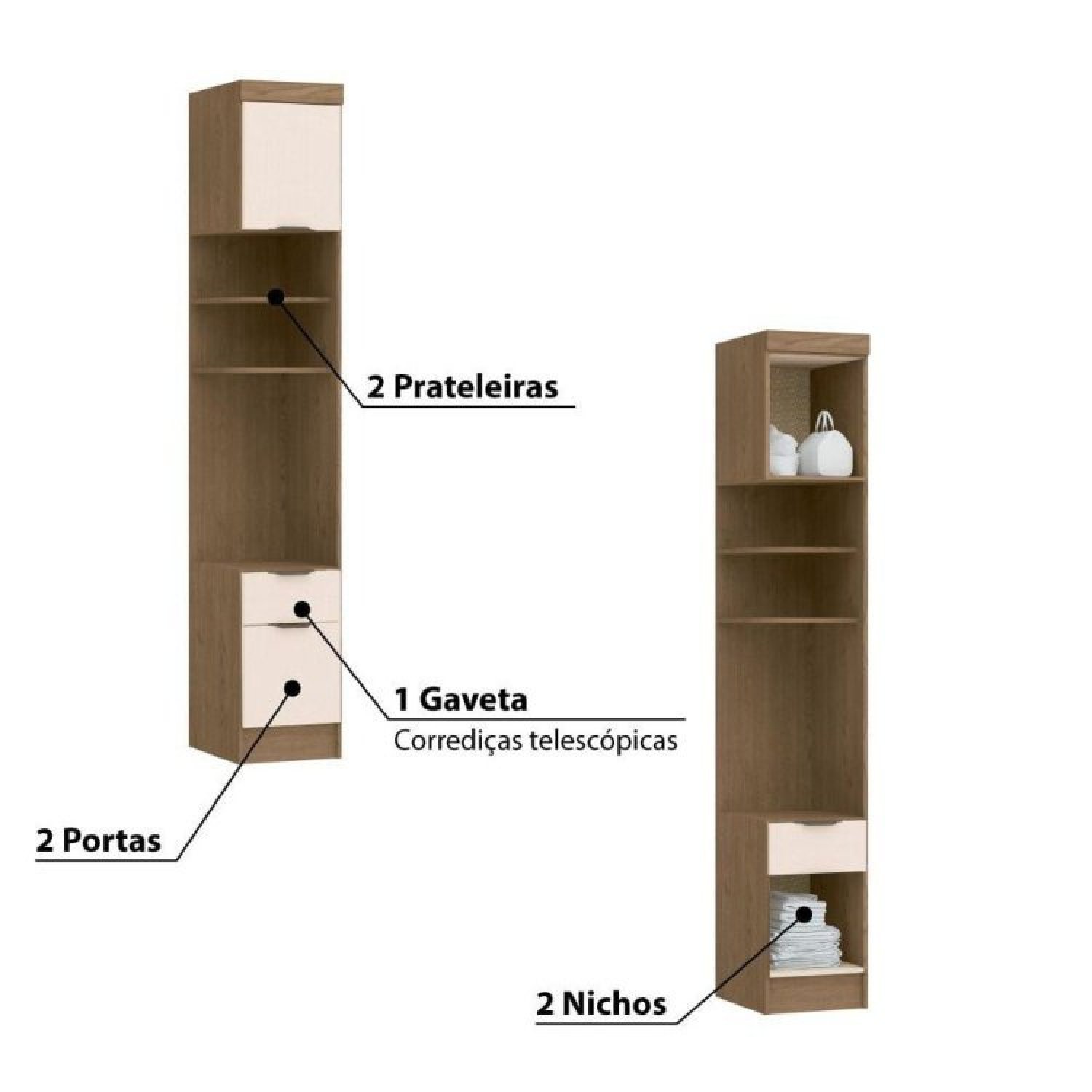 Quarto Modulado Solteiro Infinity com 5 Portas Móveis Castro - 6