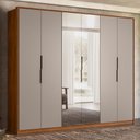Ver imagem 2 de Guarda Roupa Casal Atrice 6 Portas Nogueira Touch/nude Prime Tx com 2 Espelhos - Demartêz