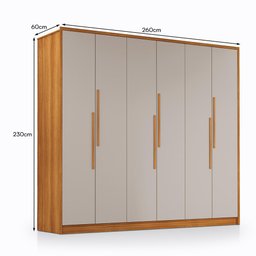 Guarda Roupa Casal Cordoba 6 Portas Freijó/maní - Móveis Luapa - 5 Guarda Roupa Casal Cordoba 6 Portas Freijó/maní - Móveis Luapa - 5