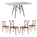 Ver imagem 1 de Conjunto de Mesa Eiffel Retangular Tampo de Madeira 120x75cm Branco com 4 Cadeiras Katrina Cobre
