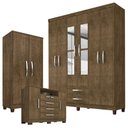 Ver imagem 1 de Guarda Roupa Casal Modena com Espelho 6 Portas Cômoda Madri e Armário Multiuso Recife Malbec -