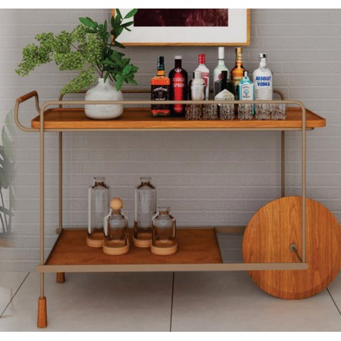 Carrinho Bar de Metal e Madeira Made Wood