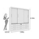 Ver imagem 5 de Quarto Completo Guarda Roupa 3 Portas Cama Casal e Mesa de Cabeceira 3 Gavetas Chicago Neve