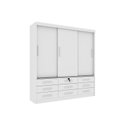 Ver imagem 4 de Quarto Completo Guarda Roupa 3 Portas Cama Casal e Mesa de Cabeceira 3 Gavetas Chicago Neve