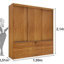 Ver imagem 5 de Quarto Completo Guarda Roupa 3 Portas Cama Casal e Mesa de Cabeceira Chicago Cinamomo