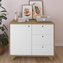 Ver imagem 2 de Armário Balcão Multiuso Para Escritório Sala 1 Porta 3 Gavetas Lugano A02 Olmo Branco - Lyam Decor