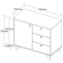 Ver imagem 5 de Armário Balcão Multiuso Para Escritório Sala 1 Porta 3 Gavetas Lugano A02 Olmo Branco - Lyam Decor
