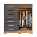 Ver imagem 4 de Cômoda Verona Albatroz 2 Portas e 8 Gavetas com Cabideiro:freijo/titanium