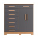 Ver imagem 1 de Cômoda Verona Albatroz 2 Portas e 8 Gavetas com Cabideiro:freijo/titanium