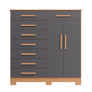 Cômoda Verona Albatroz 2 Portas e 8 Gavetas com Cabideiro:freijo/titanium
