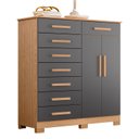 Ver imagem 3 de Cômoda Verona Albatroz 2 Portas e 8 Gavetas com Cabideiro:freijo/titanium