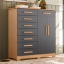 Ver imagem 2 de Cômoda Verona Albatroz 2 Portas e 8 Gavetas com Cabideiro:freijo/titanium