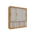 Ver imagem 4 de Quarto Completo Guarda Roupa 3 Portas Cama Casal e Mesa de Cabeceira Chicago Cinamomo/Off White
