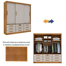 Quarto Completo Guarda Roupa 3 Portas Cama Casal e Mesa de Cabeceira Chicago  - 8