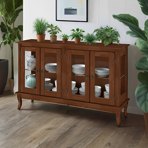 Cristaleira de Madeira 4 Portas 1 Prateleira e Pés Luiz Xv - Imbuia Glazer