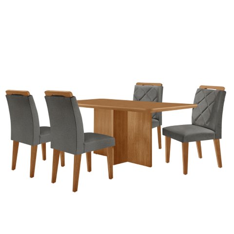 Mesa de Jantar Olímpia 120cm Mdf Canto Copo e com 4 Cadeiras Melissa