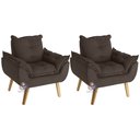 Ver imagem 1 de Kit 2 Poltronas Decorativas Opala Suede Marrom Smf Decor