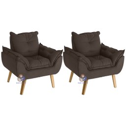 Kit 2 Poltronas Decorativas Opala Suede Marrom Smf Decor - 1
