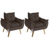 Kit 2 Poltronas Decorativas Opala Suede Marrom Smf Decor - 1
