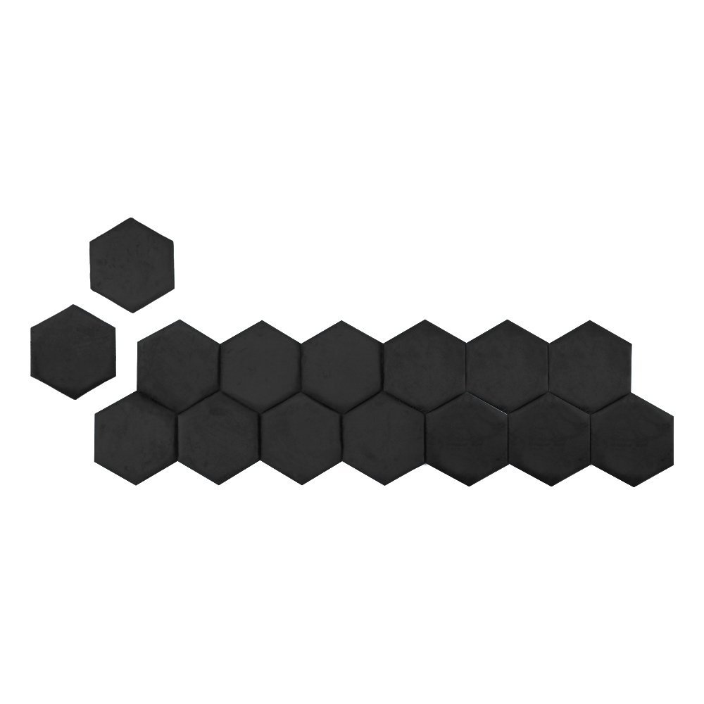 Cabeceira 3D Acolchoada para Parede Cama Solteiro Módulo Hexagonal Preto 7 peças - 2