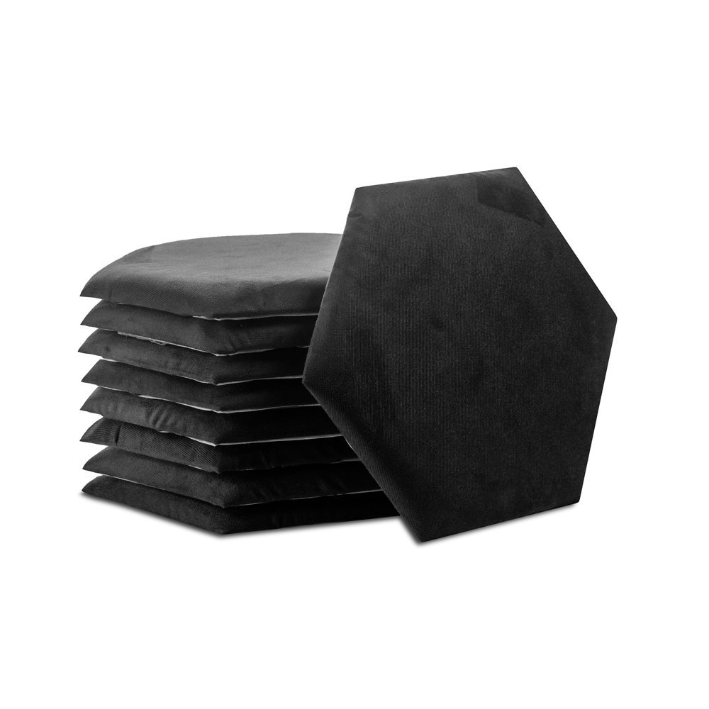 Cabeceira 3D Acolchoada para Parede Cama Solteiro Módulo Hexagonal Preto 7 peças - 1