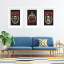 Ver imagem 1 de Kit 3 Quadros Grandes Barbearia 60x48cm:moldura Branca