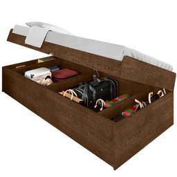 Cama Solteiro Baú Cinthya Malbec com Colchão - 2