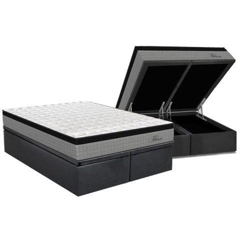 Conjunto Box Baú Queen: Colchão Espuma Orthoflex Molas Ensacadas Masterpocket Titan + Base Crc