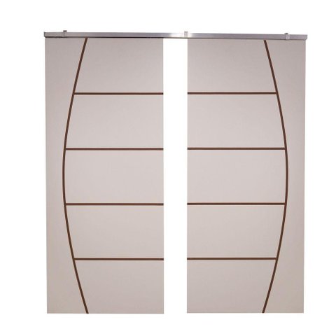 Porta Dupla Branco Prime Frisada Kit Alumínio F04 - 210x180
