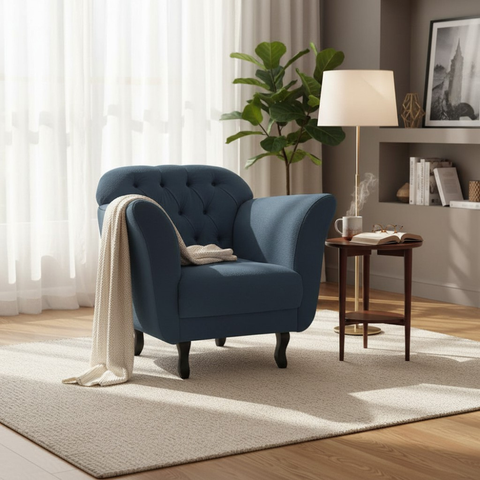 Poltrona Decorativa Dália Bouclé Cinza