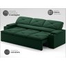 Sofá com Porta Copos Retrátil e Reclinável Pop 2,05m Velosuede Verde - Netsofas - 3