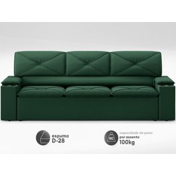 Sofá com Porta Copos Retrátil e Reclinável Pop 2,05m Velosuede Verde - Netsofas - 4