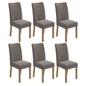 Conjunto 6 Cadeiras Apogeu Amêndoa/Suede Bege - Móveis Lopas