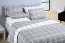 Ver imagem 3 de Conjunto Cama Casal King Size Xadrez 200 Fios Dupla Face Toque de Seda