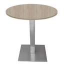 Ver imagem 1 de Mesa Quadrada Alpha Inox Prata 73,50 Cm (altura) Tampo Mdp Redondo 80 Cm Nogueira Casablanca (larg)