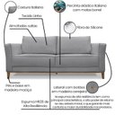 Ver imagem 3 de Sofa Balli 2 Lugares 190cm Pes Madeira Linho 222 Cinza Ezz