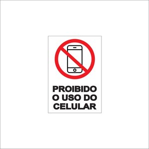 Placa - Proibido Celular - 20cm X 15cm