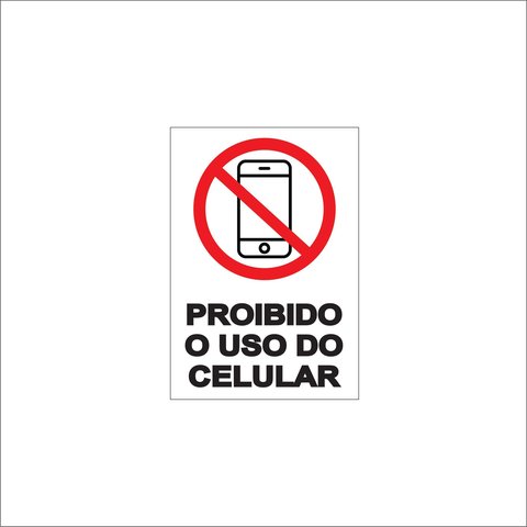 Placa - Proibido Celular - 20cm X 15cm