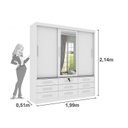 Ver imagem 5 de Quarto Completo Guarda Roupa 3 Portas Cama Casal e Mesa de Cabeceira 3 Gavetas Chicago Neve