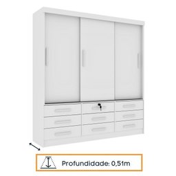 Quarto Completo Guarda Roupa 3 Portas Cama Casal e Mesa de Cabeceira 3 Gavetas Chicago  - 6